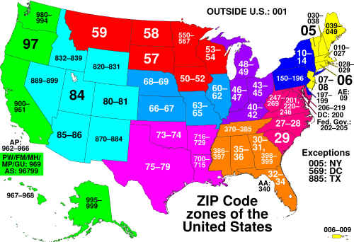 ZIP Code zones.svg