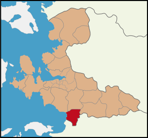 Location of Selçuk within İzmir Province.