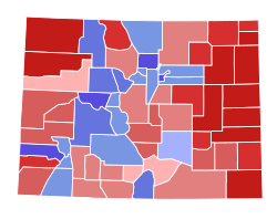 2020 United States Senate election in Colorado results map by county.svg