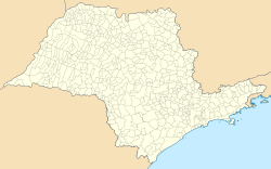 Maps of the state of São Paulo, Brazil, and South America with the location of Andradina in these respective places