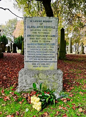 Clara Anne Rendall and Aeneas Francon Williams gravestone Dean Cemetery, Edinburgh 2019