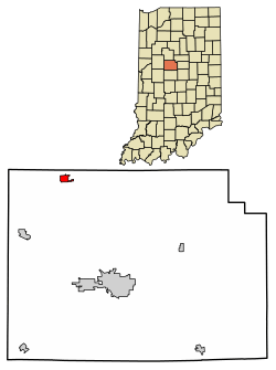 Location of Rossville in Clinton County, Indiana.