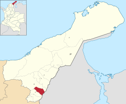 Location of the town and municipality of El Molino in the Department of La Guajira.