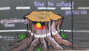 Djab Wurrung sacred tree destruction graffiti mural