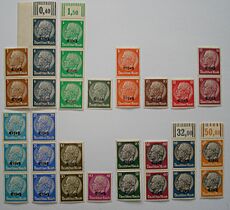 Ensemble Timbres Hindenburg surchargés par Elsass