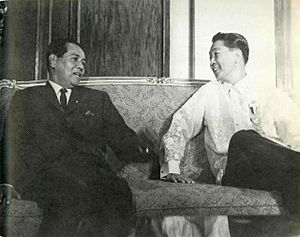Ferdinand E. Marcos and Diosdado Macapagal at the Malacañan Palace Music Room