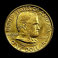 Gold dollar with Grant's portrait