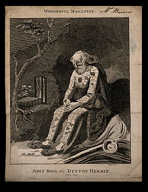 John Bigg, an eccentric hermit. Line engraving by Wilkes. Wellcome V0006993