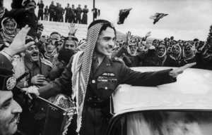 King Hussein of Jordan among his troops 1 March 1957