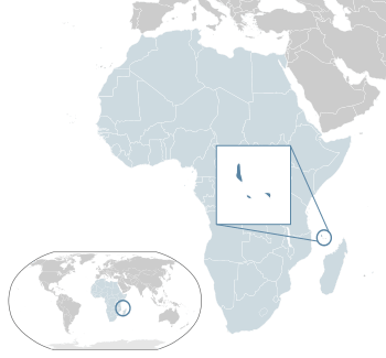 Location of the  Comoros  (dark blue)– in Africa  (light blue & dark grey)– in the African Union  (light blue)