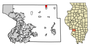 Location of Williamson in Madison County, Illinois.
