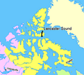 Map indicating Lancaster Sound, Nunavut, Canada