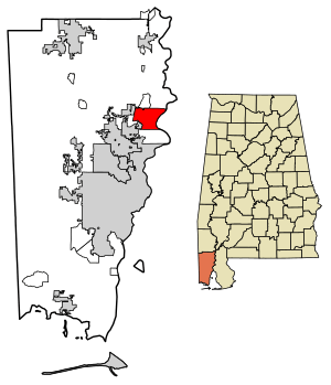 Location in Mobile County, Alabama