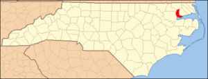 North Carolina Map Highlighting Chowan County