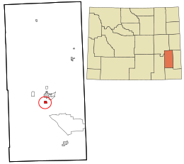 Platte County Wyoming incorporated and unincorporated areas Whiting highlighted