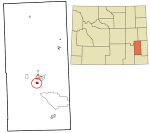 Platte County Wyoming incorporated and unincorporated areas Whiting highlighted