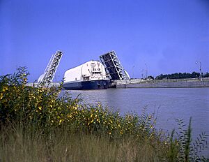 Poseidon barge transporting Saturn V S-II