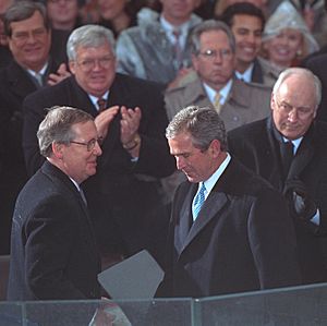 President George W. Bush and Senator Mitch McConnell shake hands (cropped)