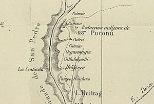 Reducción Indigena de Puconu en el Mapa de la Expedicion de Francisco Vidal Gormaz