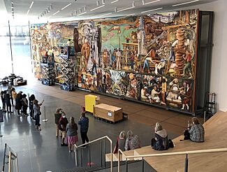 Rivera Mural going up at SFMOMA July 19 2021--photo by Steven Saylor