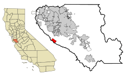 Location in Santa Clara County and the state of California