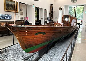 Steam launch Branksome, at the Windermere Jetty museum in Windermere, Cumbria