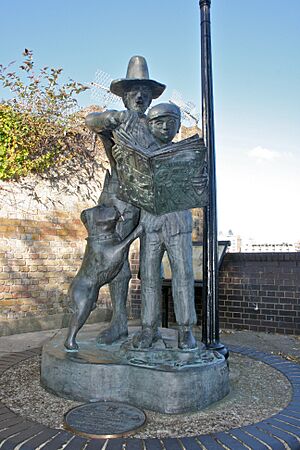 Sunshine Weekly and the Pilgrims Pocket statue