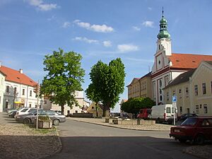 Tabor CZ Nicholas-of-Hus Square with Nativity of Virgin Mary Church 316
