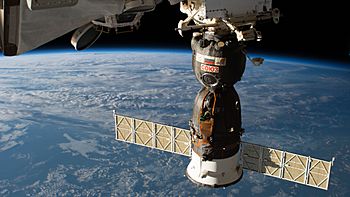 The Soyuz MS-09 spacecraft is pictured docked to the Rassvet module.jpg