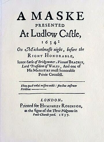 Title page to "A Maske", 1637