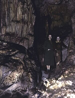 Two women standing inside a cavern (3247306851)