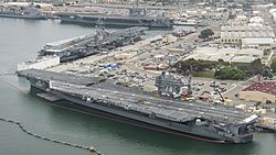USS Carl Vinson (CVN-70), USS Ronald Reagan (CVN-76) and USS John C. Stennis (CVN-74) at NAS North Island in June 2015.JPG