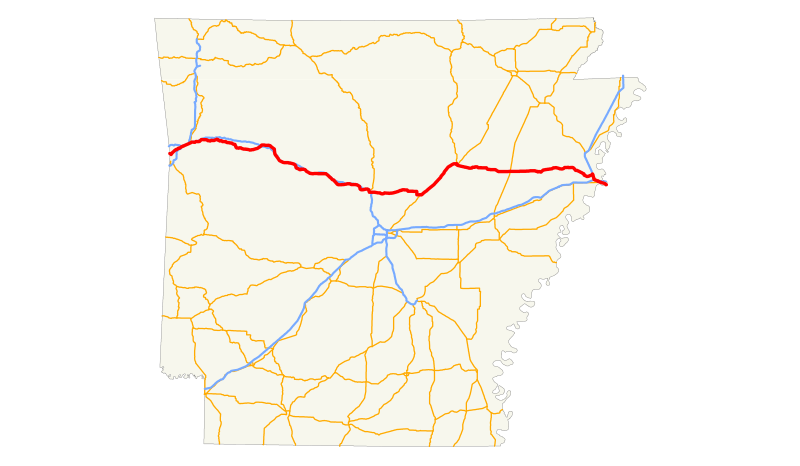 US 64 (AR) map