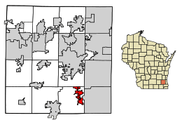 Location of Big Bend in Waukesha County, Wisconsin.