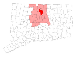 Location in Hartford County, Connecticut