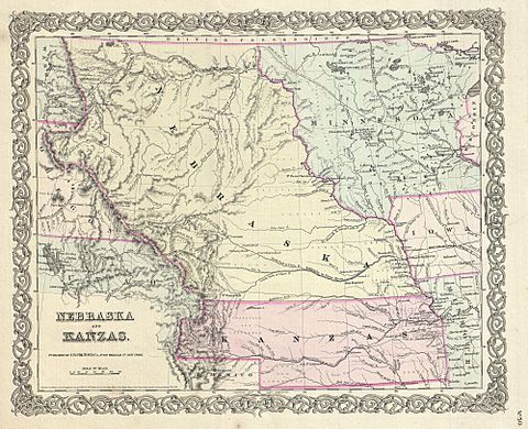 1855 Colton Map of Kansas and Nebraska (first edition) - Geographicus - NebraskaKansas-colton-1855