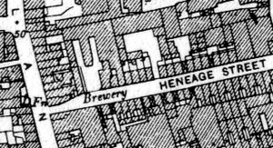 1894 Ordinance Survey Map Extract showing Heneage Street, London E1