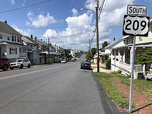 2022-08-08 11 03 29 View south along U.S. Route 209 (Patterson Street) at Jones Street in Lansford, Carbon County, Pennsylvania
