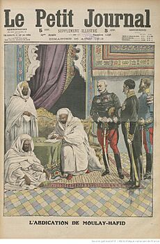 Abdication of Abd al-Hafid of Morocco (1912, Le Petit Journal)