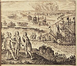 Abduction of Pocahontas Engraving by Johann Theodore de Bry