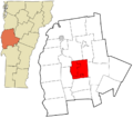 Addison County Vermont incorporated and unincorporated areas Middlebury highlighted