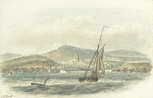 Boulogne Harbour, Napoleon's army to invade England encamped in the hills behind