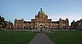 British Columbia Parliament Buildings illuminated at dusk