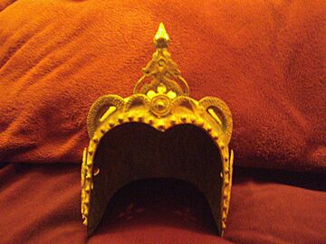 Bronze ceremonial helmet from the Tran Dynasty in Dai-Viet (modern-day Vietnam) circa 12th - 13th century