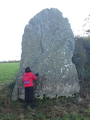 Bryn Gwyn slab stone with small adult