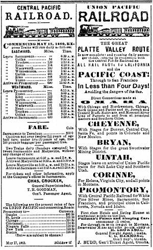 CPRR & UPRR Display Ads May 1869