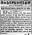 CalifornianNewspaperGoldFoundMarch15-1848