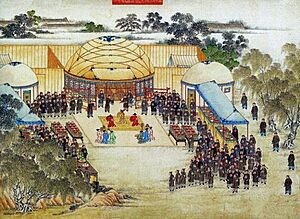 Chinese officials receiving depossed Vietnamese Emperor Le Chieu Thong