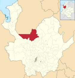 Location of the municipality and town of Ituango in the Antioquia Department of Colombia