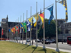 County flags at Parliament Square July 23rd 2019